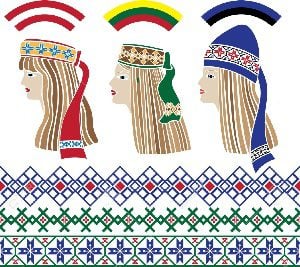 Baltic girls in national headdresses