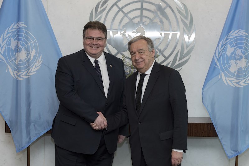 Lithuanian Foreign Minister Linkevicius supported Georgia, Moldova, and Crimea (Ukraine) at the United Nations.