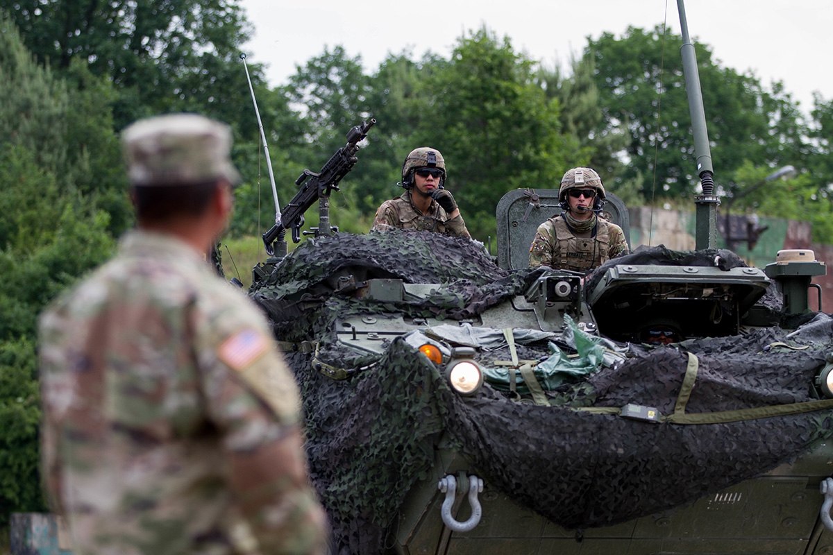 NATO in Lithuania A 2nd Cavalry Regiment Stryker crew queues for ammunition distribution during a training event during Saber Strike 18 in Powidz, Poland, on June 1. Four of their vehicles collided on June 7 in Lithuania. (Capt. Jeku Arce/Army)